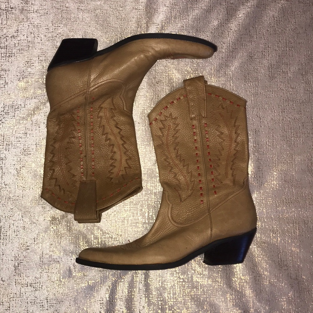 Brown leather boots